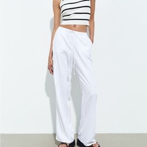 Linen Blend White Pant